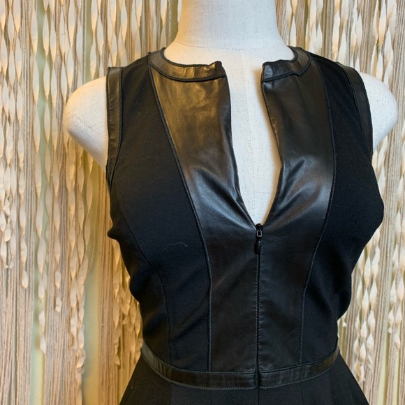Rebecca Taylor Black Zip Front Dress Lamb Leather - Picture 2 of 8